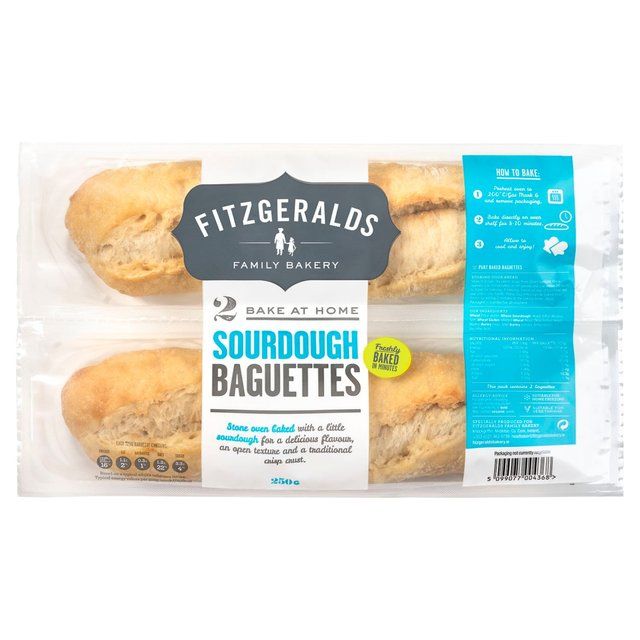 Fitzgeralds Bake At Home 2 Sourdough Baguettes   2 per pack