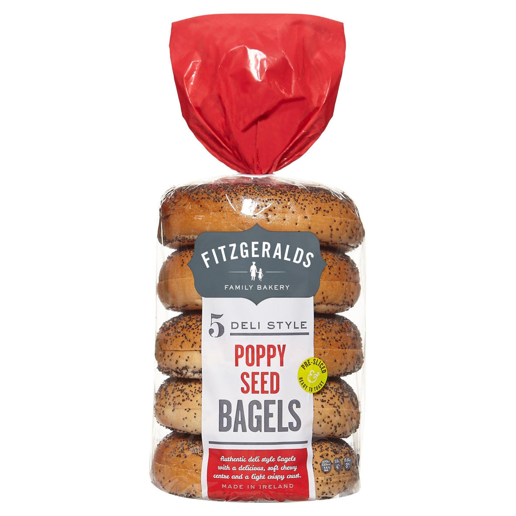 Fitzgeralds Family Bakery Deli Style Poppy Seed Bagels x5 425g