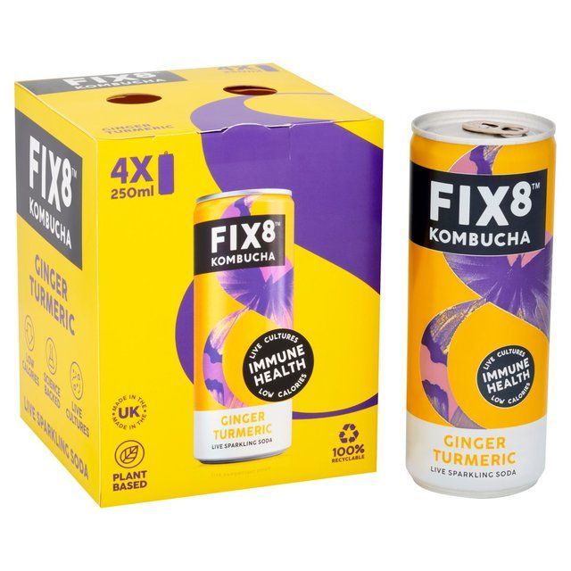 Fix8 Ginger Turmeric Kombucha Multipack   4 x 250ml