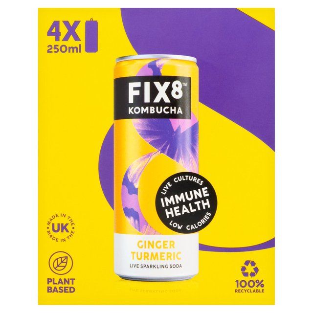 Fix8 Ginger Turmeric Kombucha Multipack   4 x 250ml