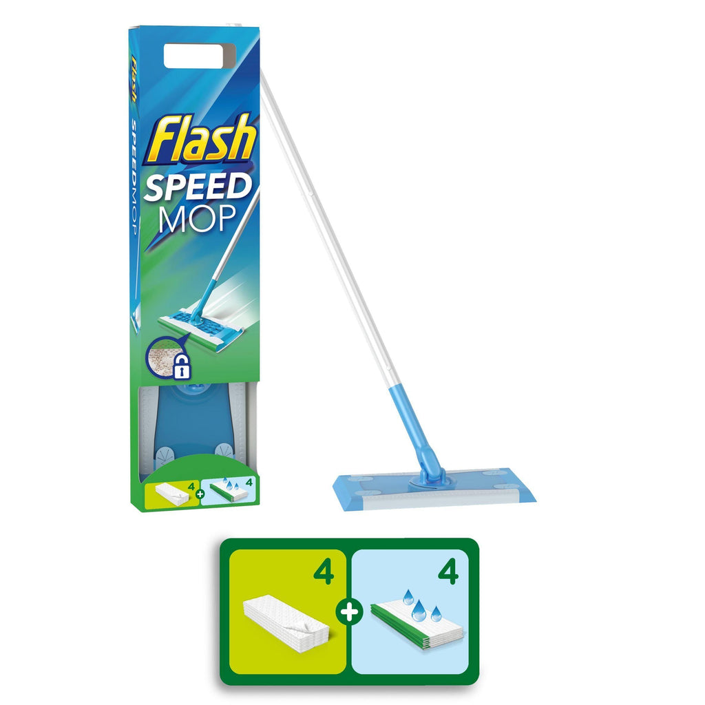 Flash Floor Cleaner Speed Mop Starter Kit with 4 Wet & 4 Dry Pads