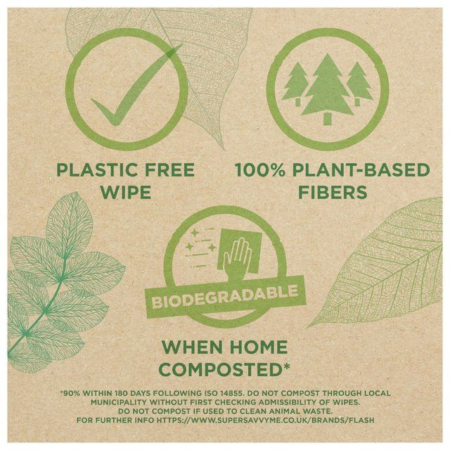 Flash Plastic Free Antibacterial Wipes 54CT