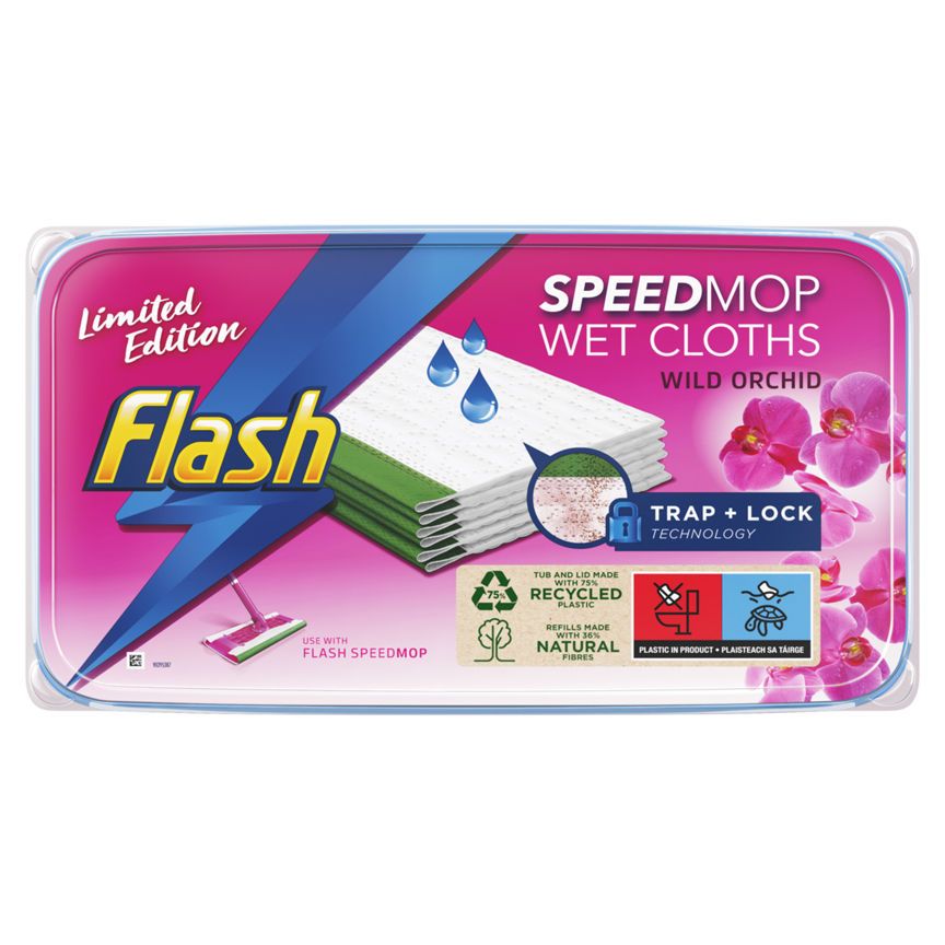 Flash Speedmop Wet Floor Cleaning Wipes, 24 Cloths, Wild Orchid Multi-Surface