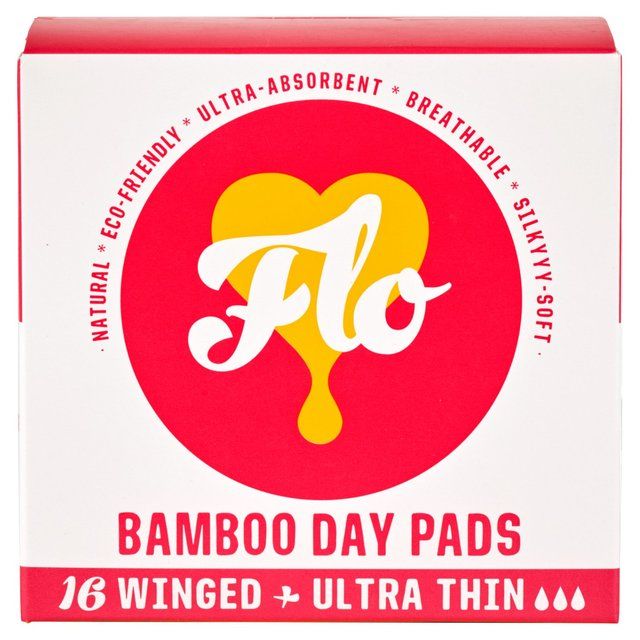 FLO Bamboo Sanitary Day Pads Winged & Ultra Thin    16 per pack