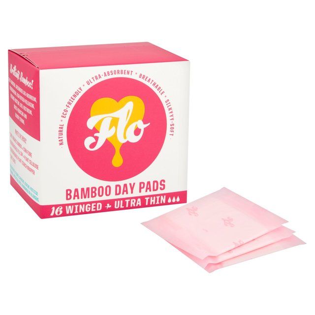 FLO Bamboo Sanitary Day Pads Winged &amp;amp; Ultra Thin    16 per pack