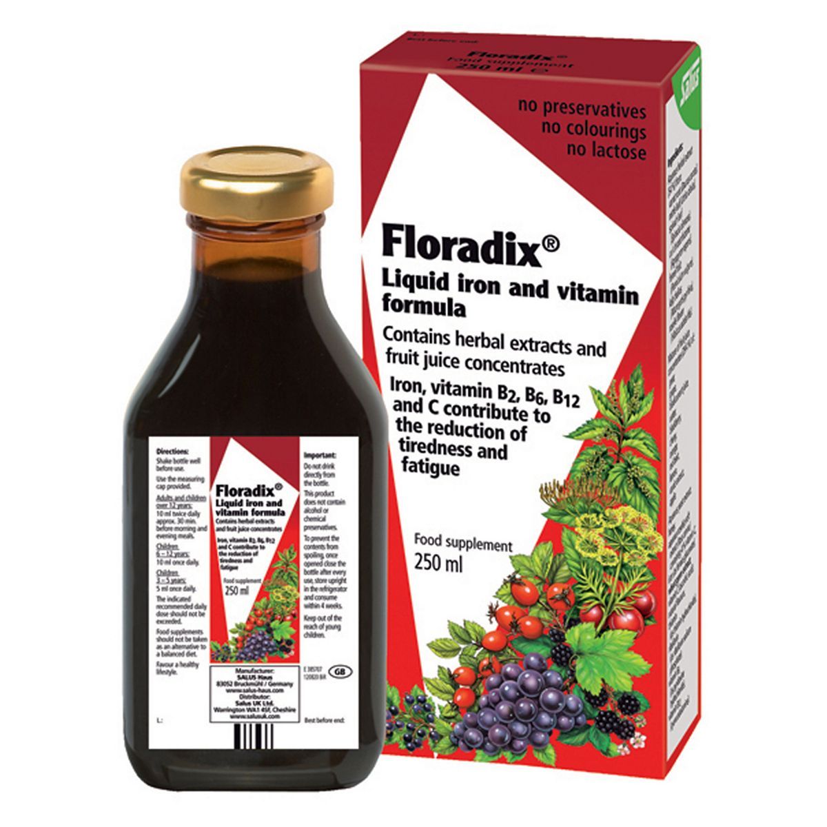 Floradix Liquid Iron and Vitamin Formula 250ml