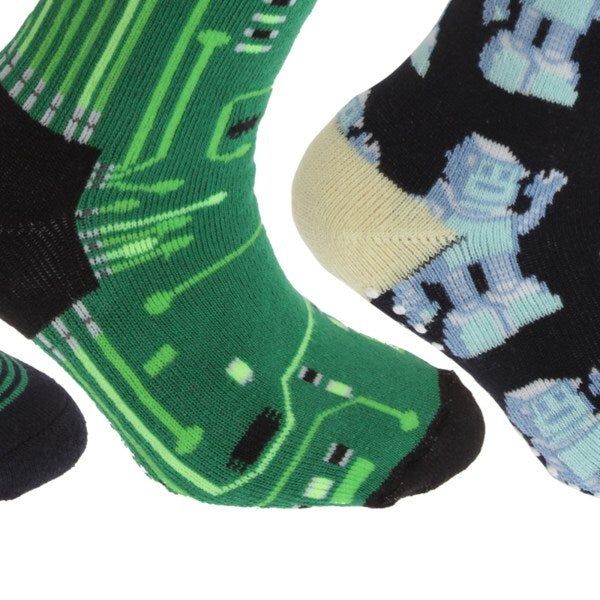 FLOSO Kids Retro Gripper Socks (3 Pairs) (UK 12-3.5)