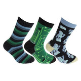 FLOSO Kids Retro Gripper Socks (3 Pairs) (UK 6-8.5) Green/Navy