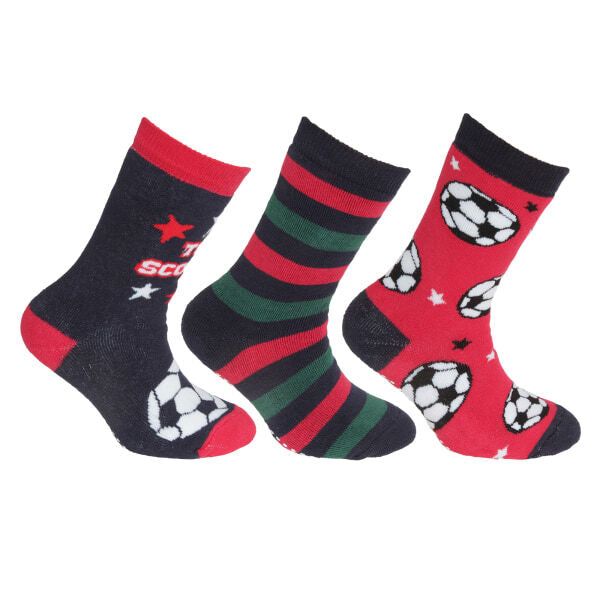 FLOSO Kids Retro Gripper Socks (3 Pairs) (UK 6-8.5) Red/Navy