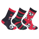 FLOSO Kids Retro Gripper Socks (3 Pairs) (UK 9-12) Red/Navy