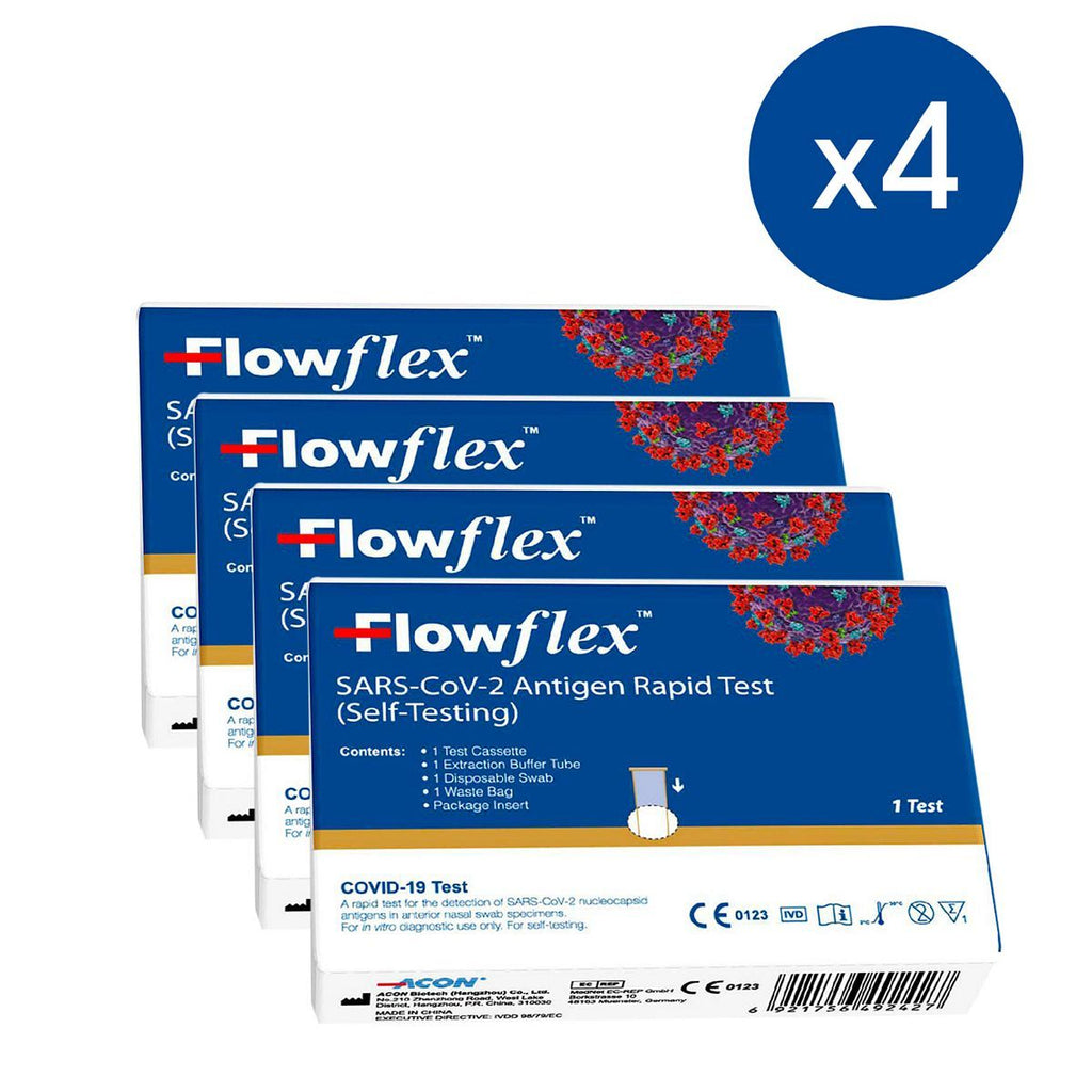 Flowflex Antigen Rapid Test Lateral Flow Self-Testing Kit 4 Kit Bundle