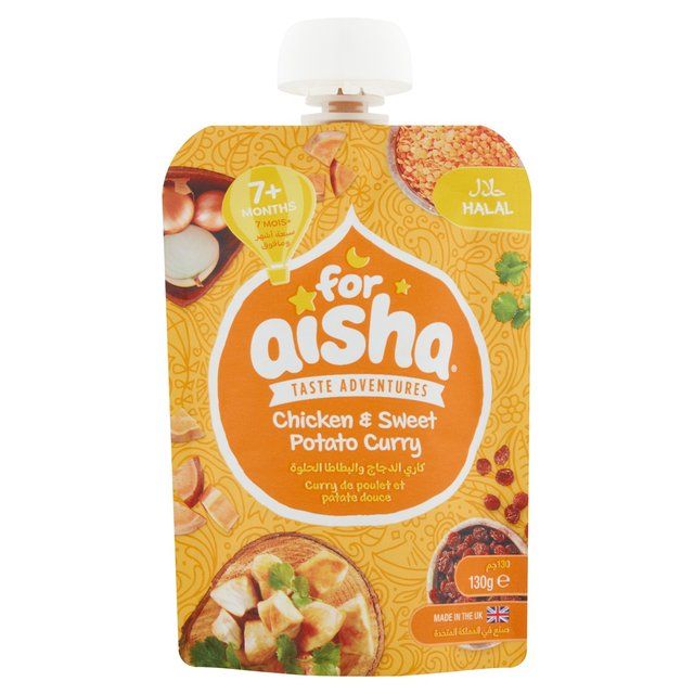 For Aisha Authentic Indian Chicken &amp;amp; Sweet Potato Curry Pouch 7 mths+   130g