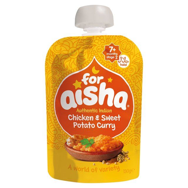 For Aisha Authentic Indian Chicken &amp;amp; Sweet Potato Curry Pouch 7 mths+   130g