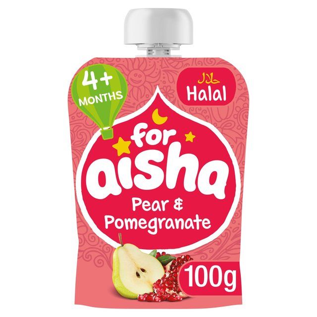 For Aisha Fruit Pouch +4 Months Pear & Pomegranate   100g