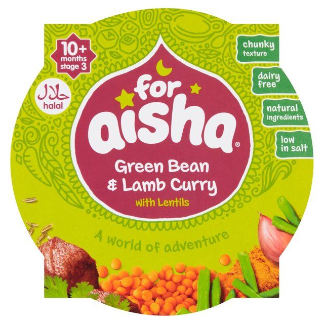 For Aisha Green Bean &amp;amp; Lamb Curry with Lentils Pot 10 mths+   190g