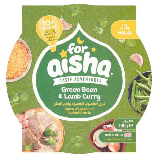 For Aisha Green Bean &amp;amp; Lamb Curry with Lentils Pot 10 mths+   190g