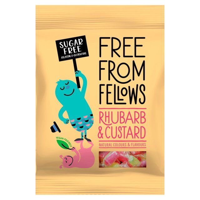 Free From Fellows Vegan Sugar Free Rhubarb &amp;amp; Custard   70g