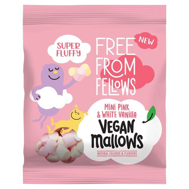 Free From Fellows Vegan Vanilla Pink &amp;amp; White Mini mallow   105g