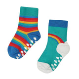 Frugi Baby Boys Non-Slip Grippy Socks Size 0-6 Months Rainbow Stripe   2 per pack