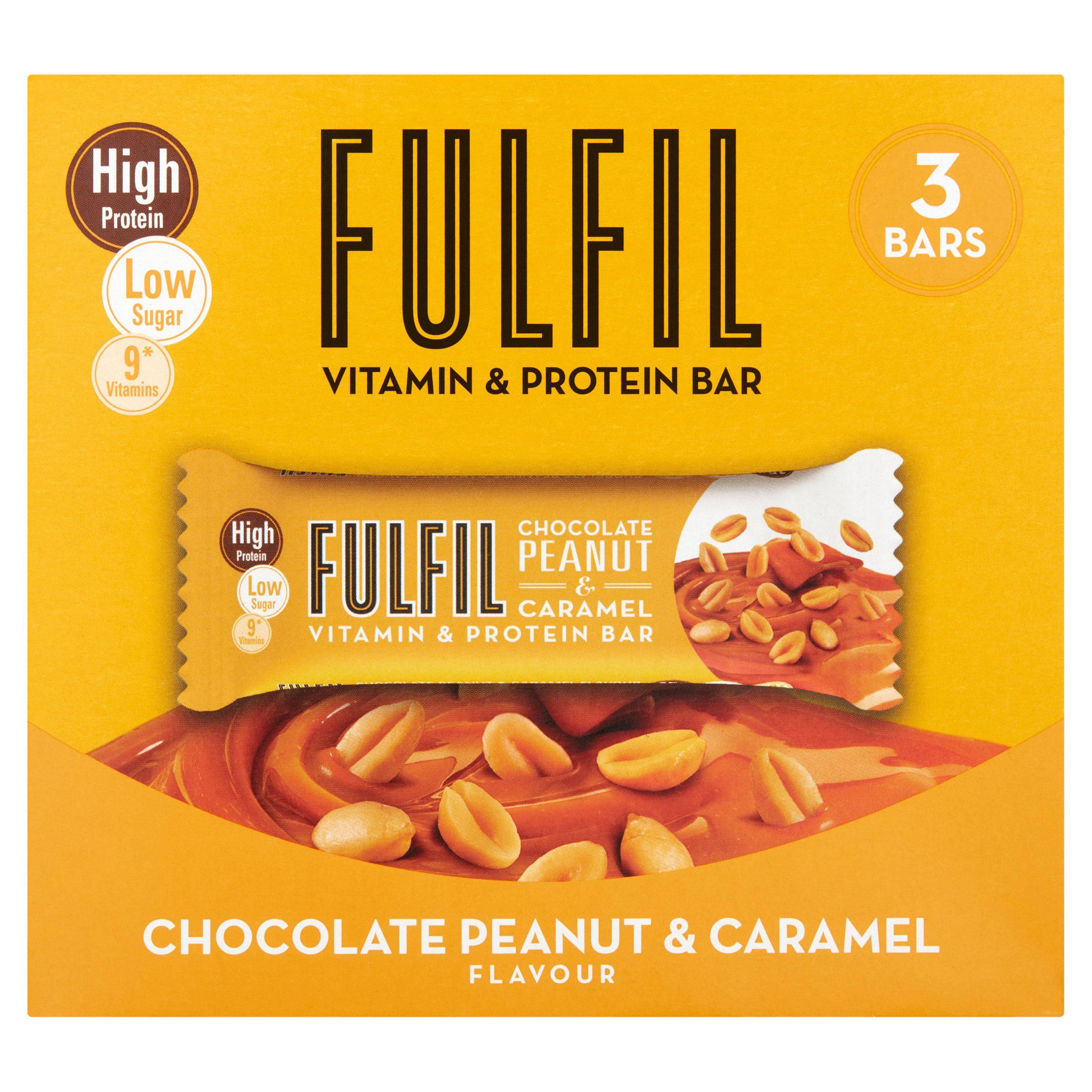 FULFIL Chocolate Peanut &amp;amp; Caramel Flavour Vitamin &amp;amp; Protein Bar 3x40g