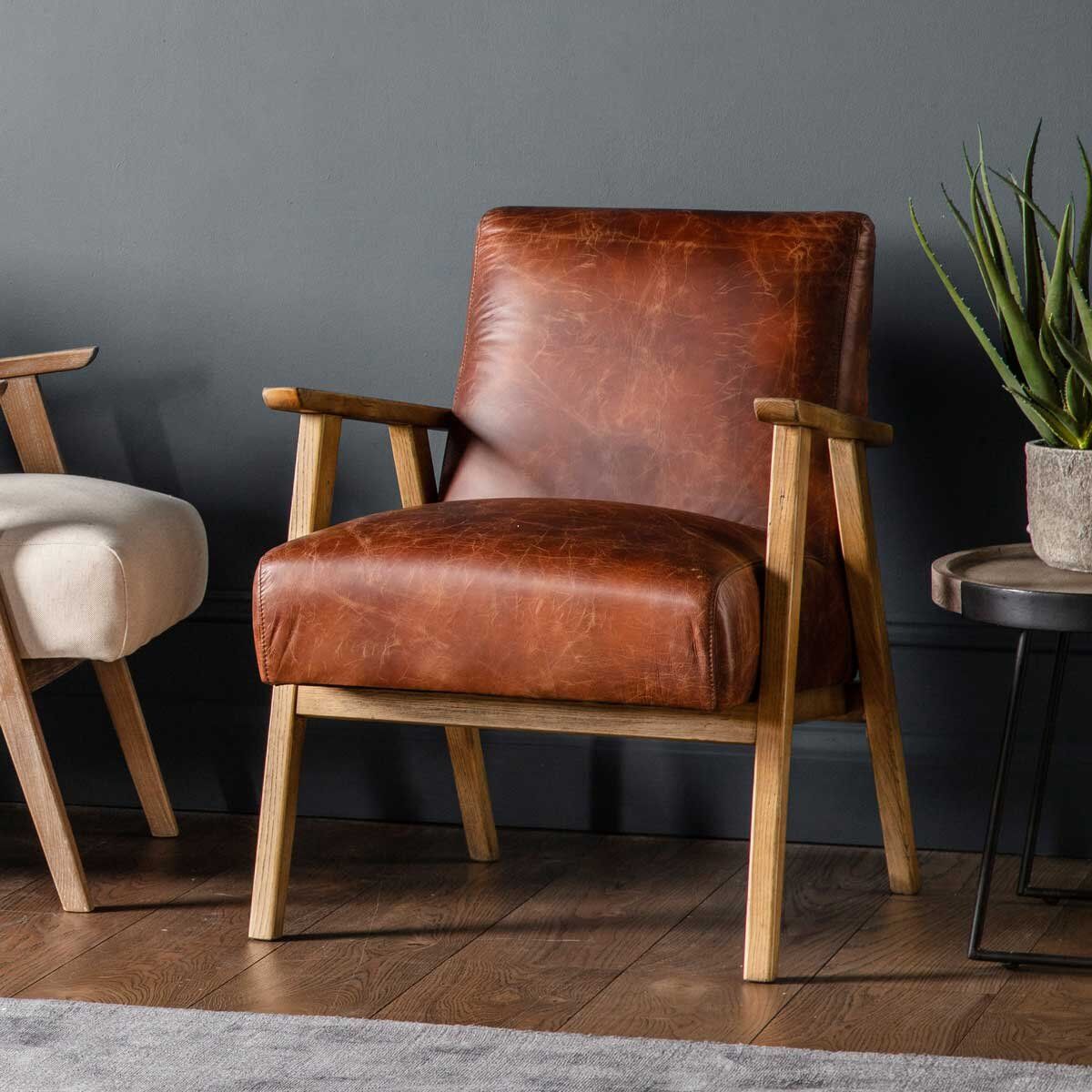 Gallery Neyland Brown Leather Armchair