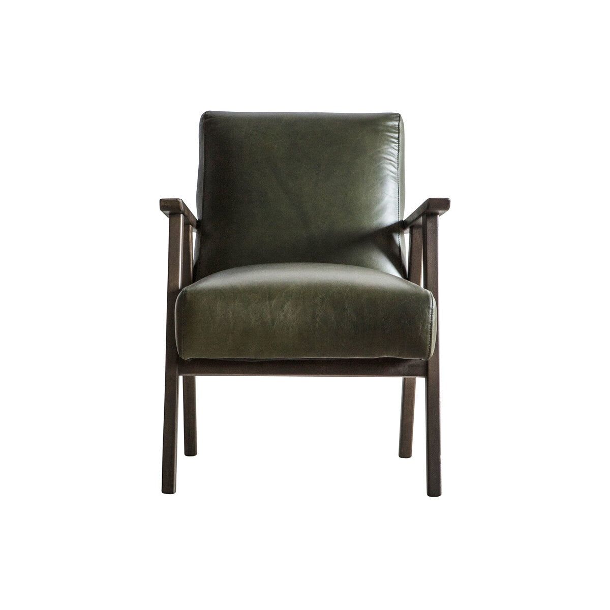 Gallery Neyland Green Leather Armchair