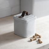 Garden Trading Pet Treat Tin with Leather Handle- Chalk