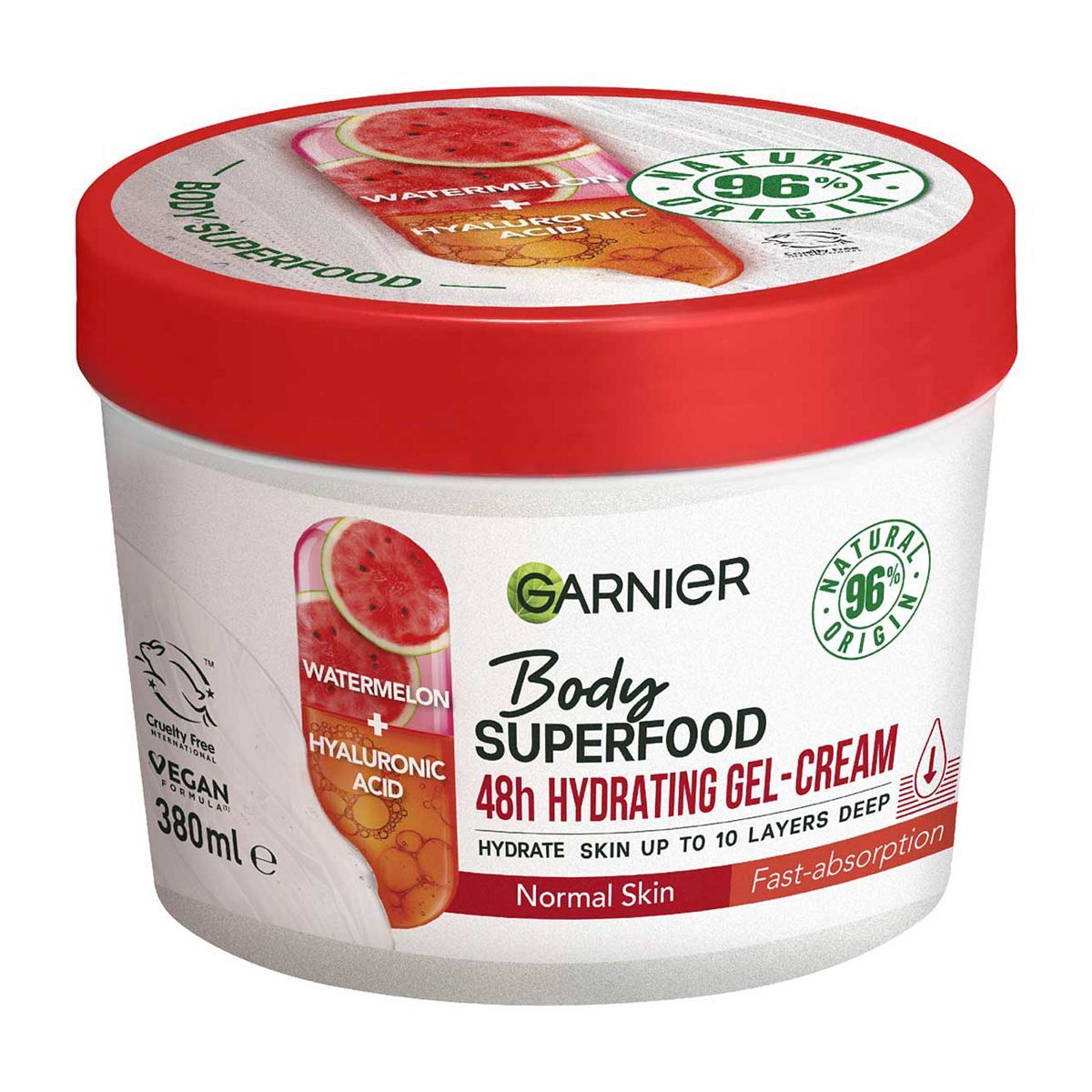 Garnier Body Superfood, Hydrating Gel-Cream, Watermelon &amp;amp; Hyaluronic Acid 380ml&amp;nbsp;