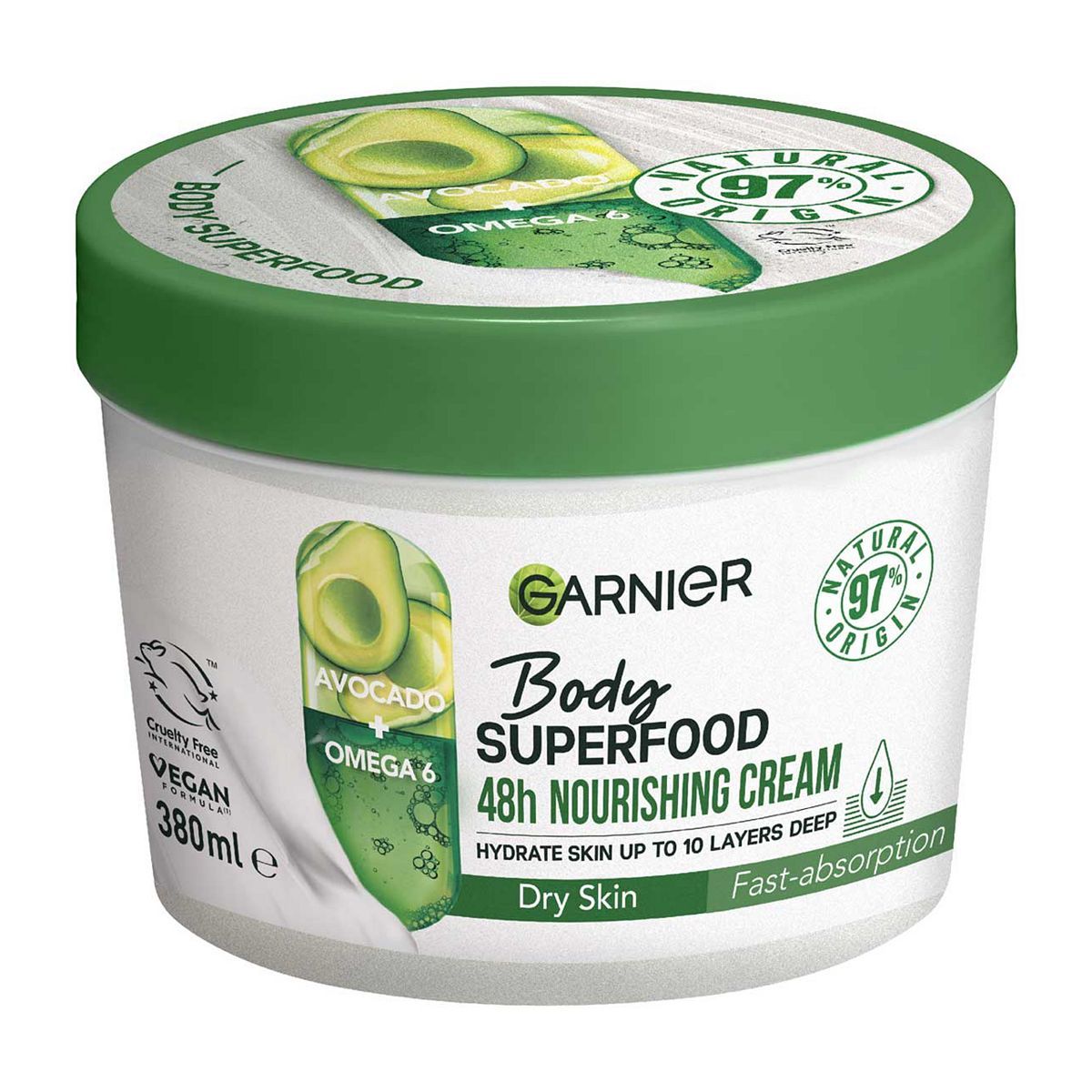 Garnier Body Superfood, Nourishing Body Cream, Avocado &amp;amp; Omega 6, 380ml