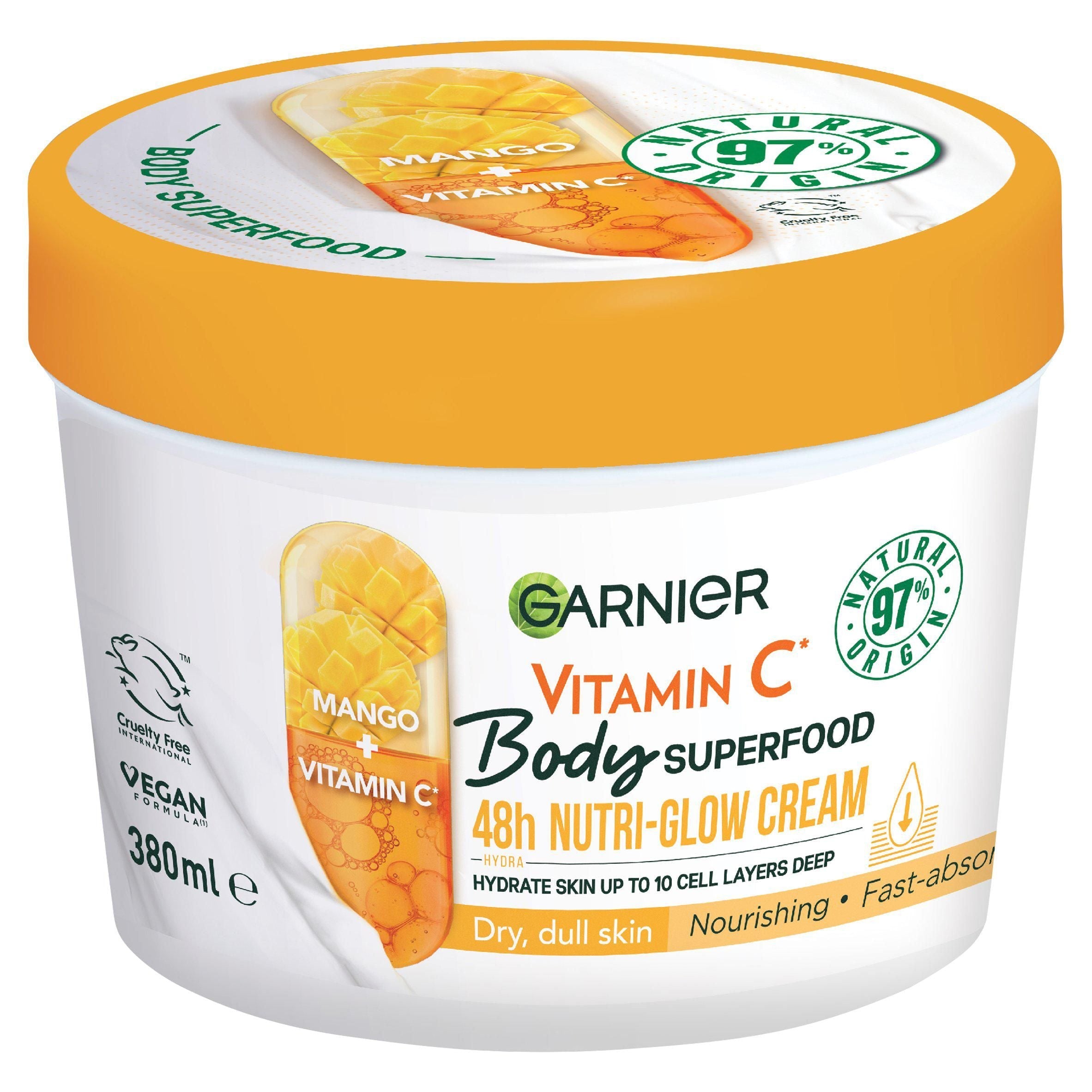 Garnier Body Superfood Nutri Glow Body Cream Vitamin C &amp;amp; Mango 380ml