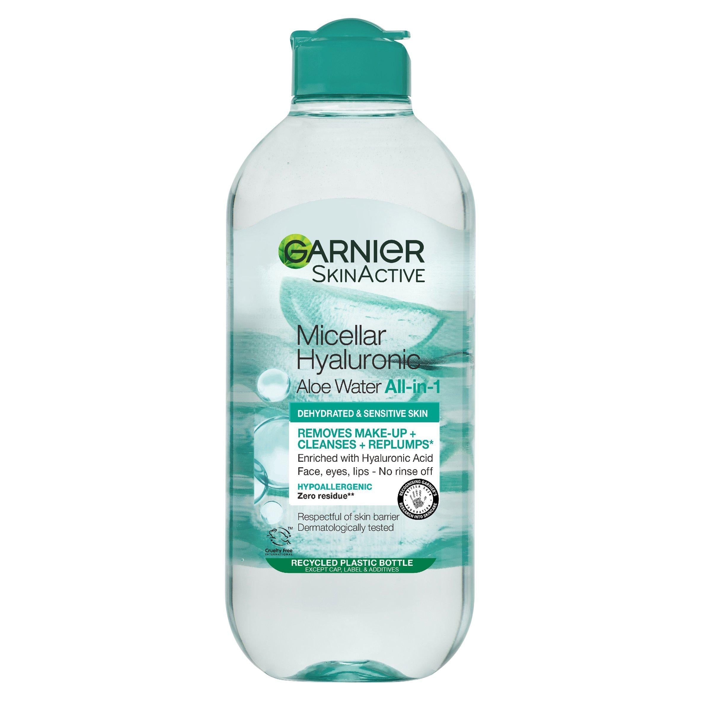 Garnier Micellar Hyaluronic Aloe Water Facial Cleanser Makeup Remover For Dehydrated Skin 400ml