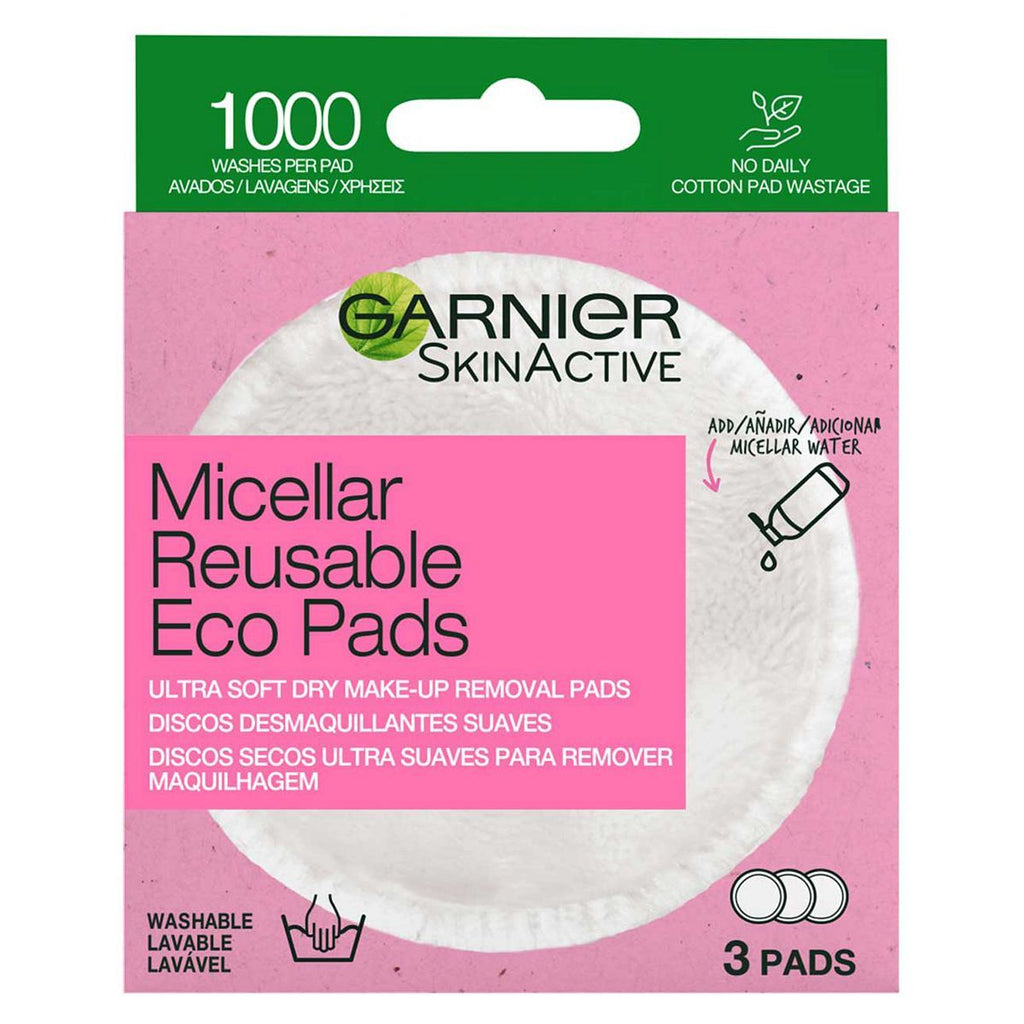 Garnier Micellar Reusable Make-up Remover Eco Pads, 3 Micro Fibre Pads