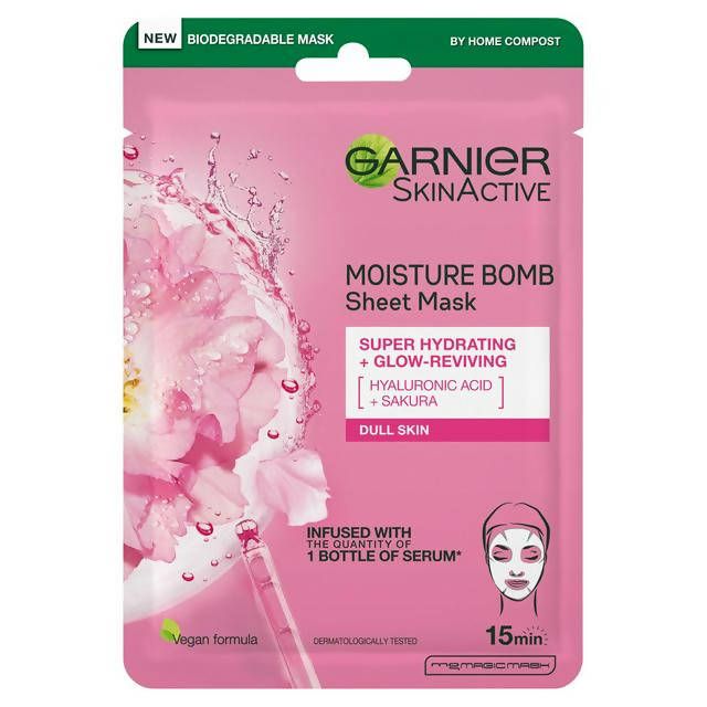 Garnier Moisture Bomb Sakura Hydrating Face Sheet Mask Dull Skin 28g