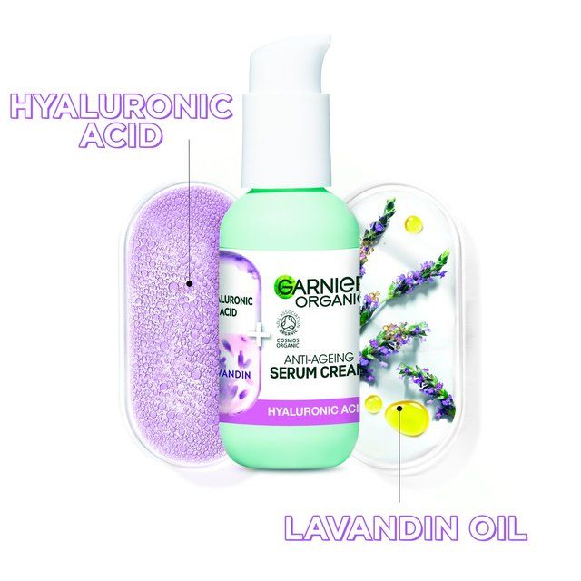 Garnier Organic Lavandin &amp;amp; Hyaluronic Acid Serum Cream 2in1 Formula   50ml