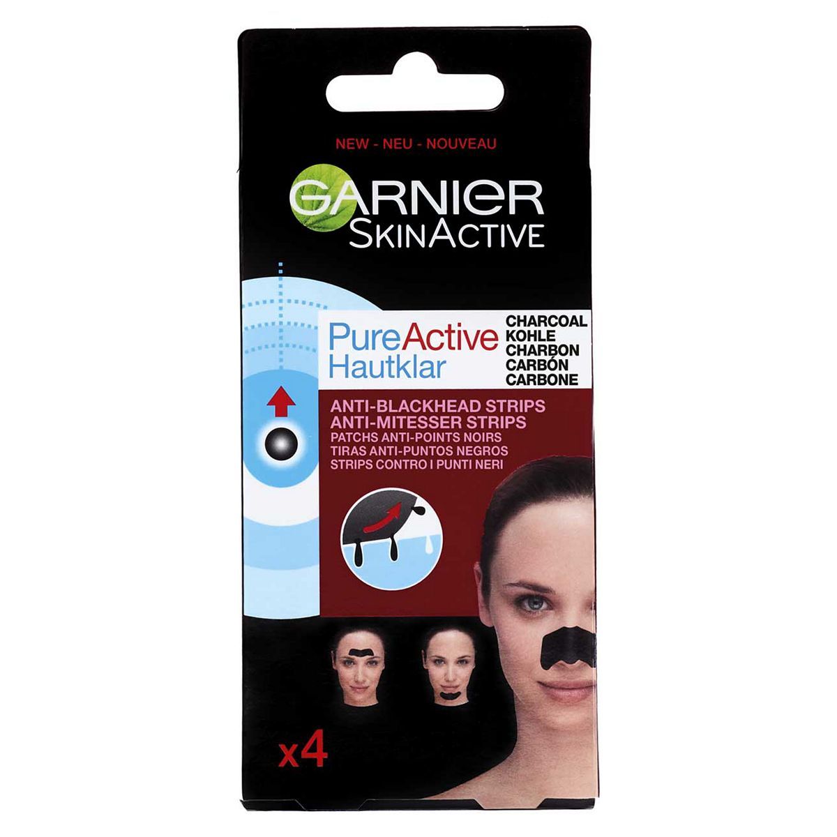 Garnier Pure Active Anti-Blackhead Charcoal Nose Strips Pack of 4