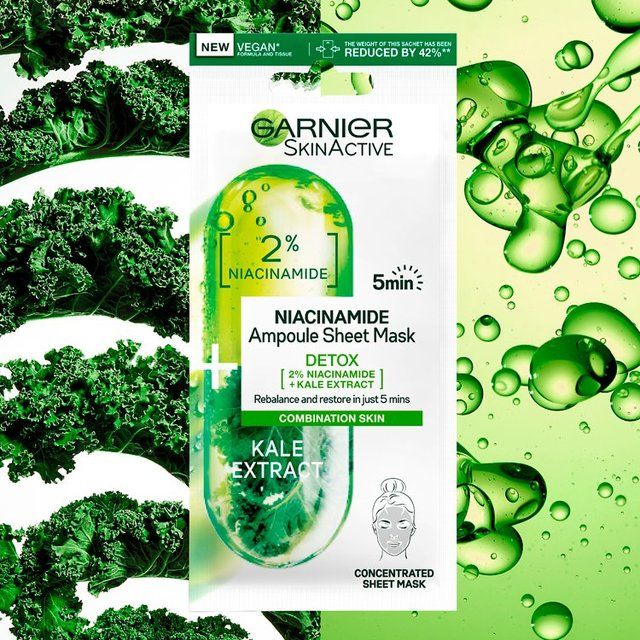 Garnier SkinActive Niacinamide Detox Ampoule Sheet Mask Kale   15g