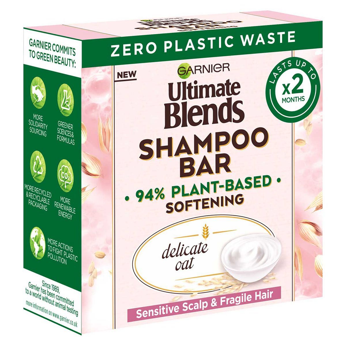 Garnier Ultimate Blends Delicate Oat Softening Shampoo Bar for Sensitive Scalp &amp;amp; Fragile Hair 60g