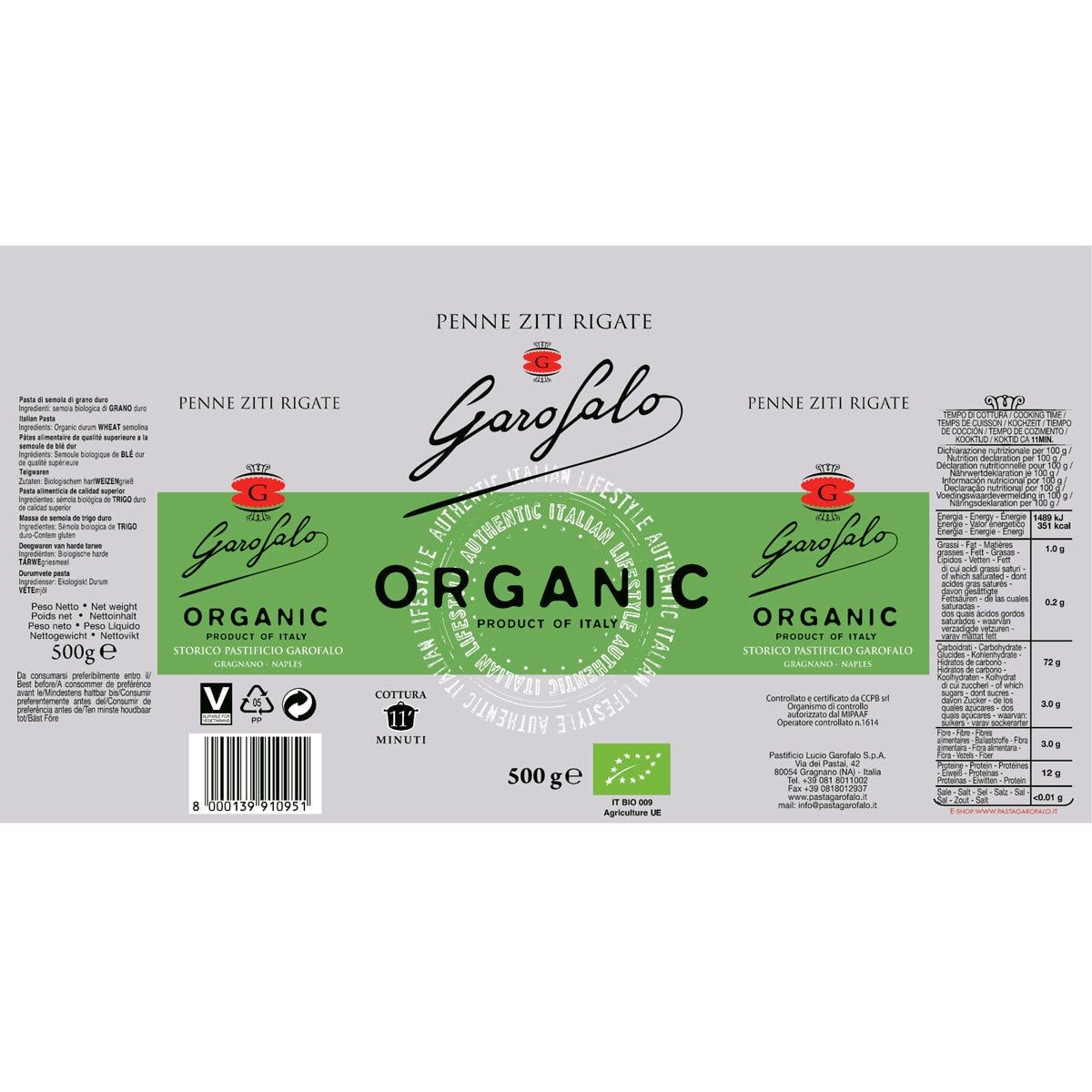 Garofalo Organic Pasta Variety Pack, 6 x 500g