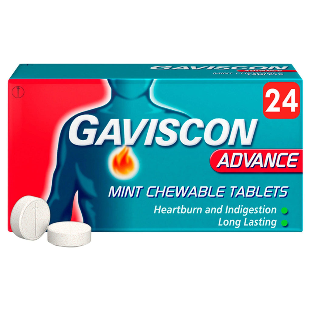 Gaviscon Advance Double Strength Heartburn & Indigestion Mint Flavour Tablets x24