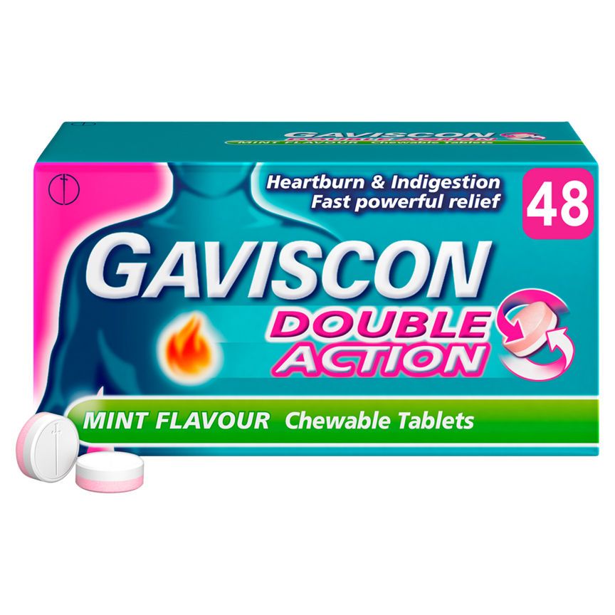 Gaviscon Double Action Heartburn and Indigestion Relief Mint Tablets