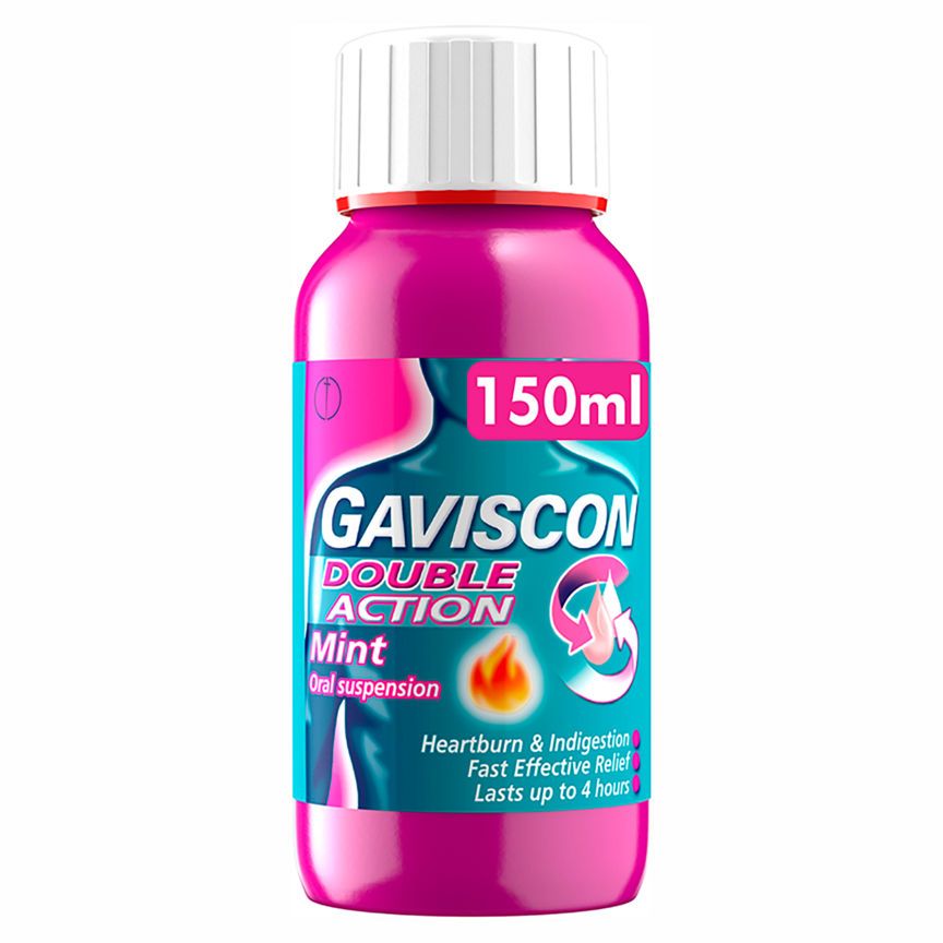 Gaviscon Double Action Heartburn &amp;amp; Indigestion Liquid Mint Flavour 150ml