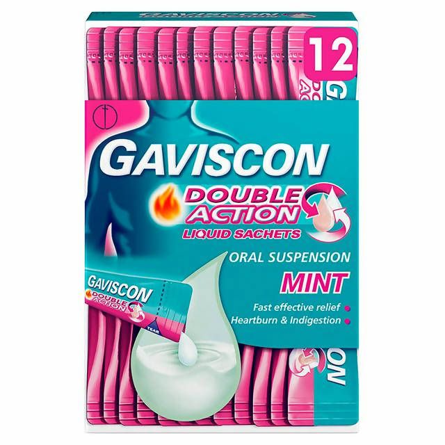 Gaviscon Double Action Heartburn & Indigestion Mint Flavour Sachets 12x10ml