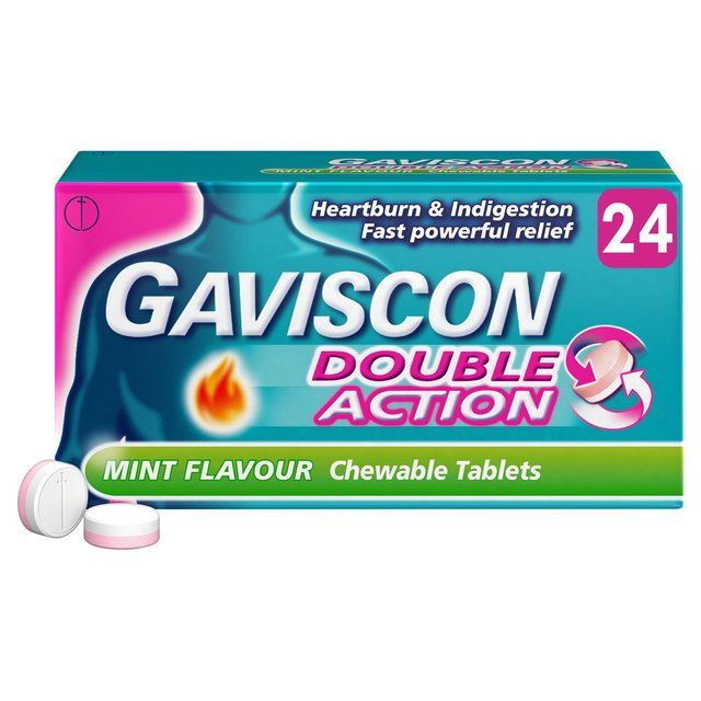 Gaviscon Double Action Tabs Heartburn Indigestion Mint   24 per pack