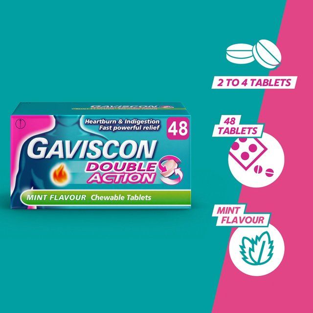 Gaviscon Double Action Tabs Heartburn Indigestion Mint   48 per pack