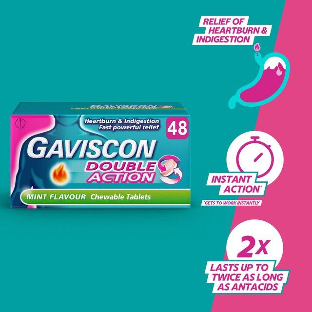 Gaviscon Double Action Tabs Heartburn Indigestion Mint   48 per pack