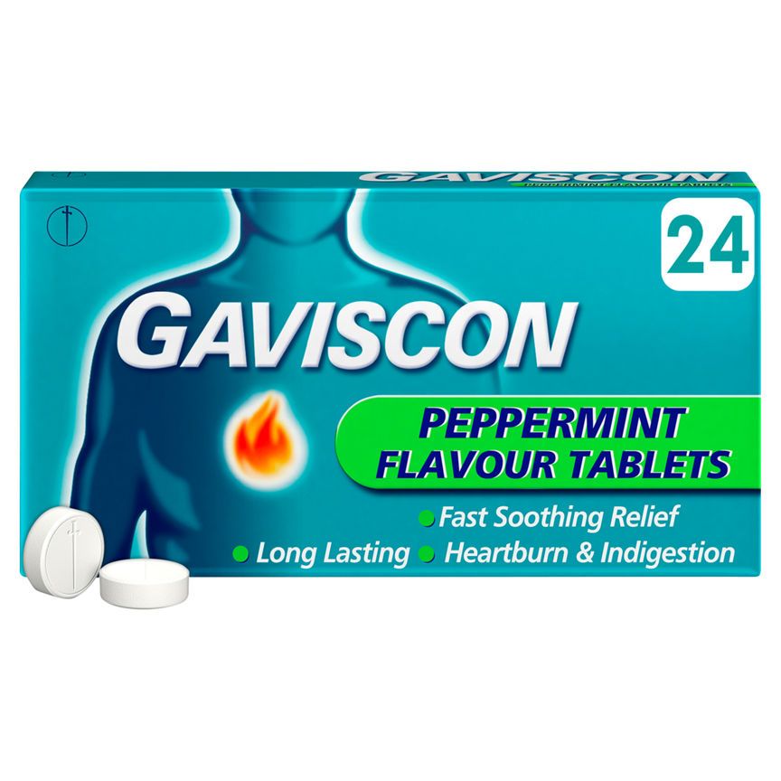 Gaviscon Heartburn &amp;amp; Indigestion Peppermint Tablets x24