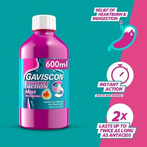 Gaviscon Heartburn Liquid Double Action Peppermint 600ml