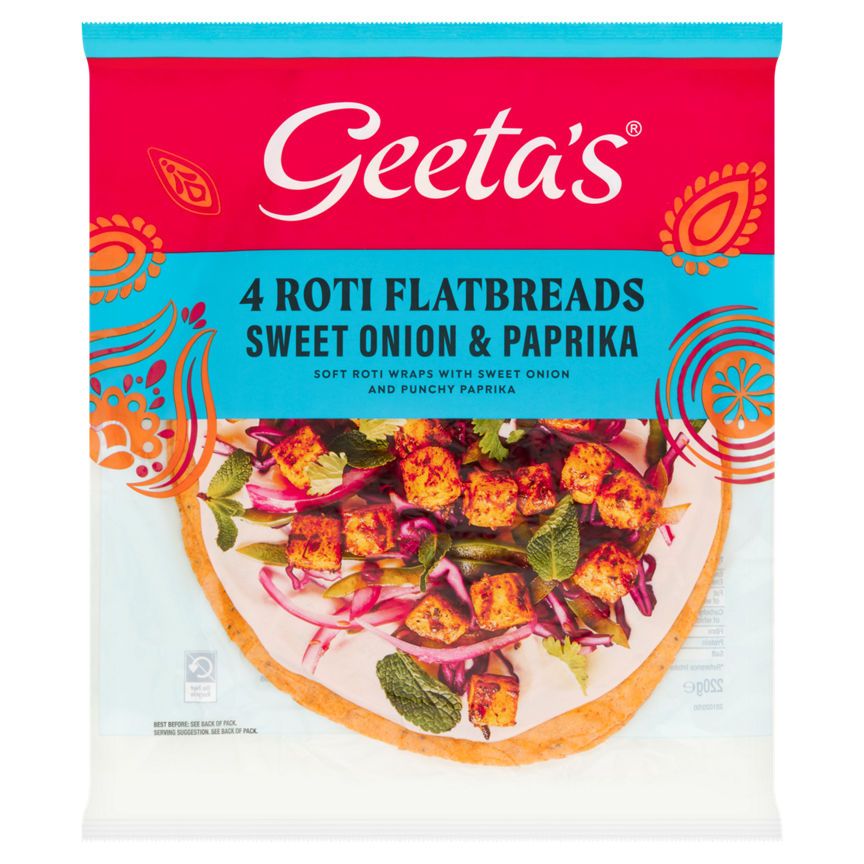 Geeta's 4 Roti Flatbreads Sweet Onion & Paprika 220g