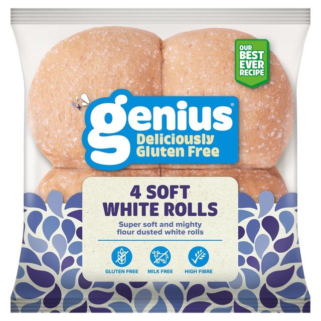 Genius Gluten Free White Rolls   4 per pack