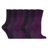 Gentle Grip 6 Pairs Ladies Diabetic Sock 4-8 UK Purple 38